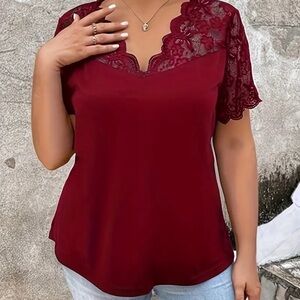 Plus Size Scalloped Lace Blouse  1X NWT